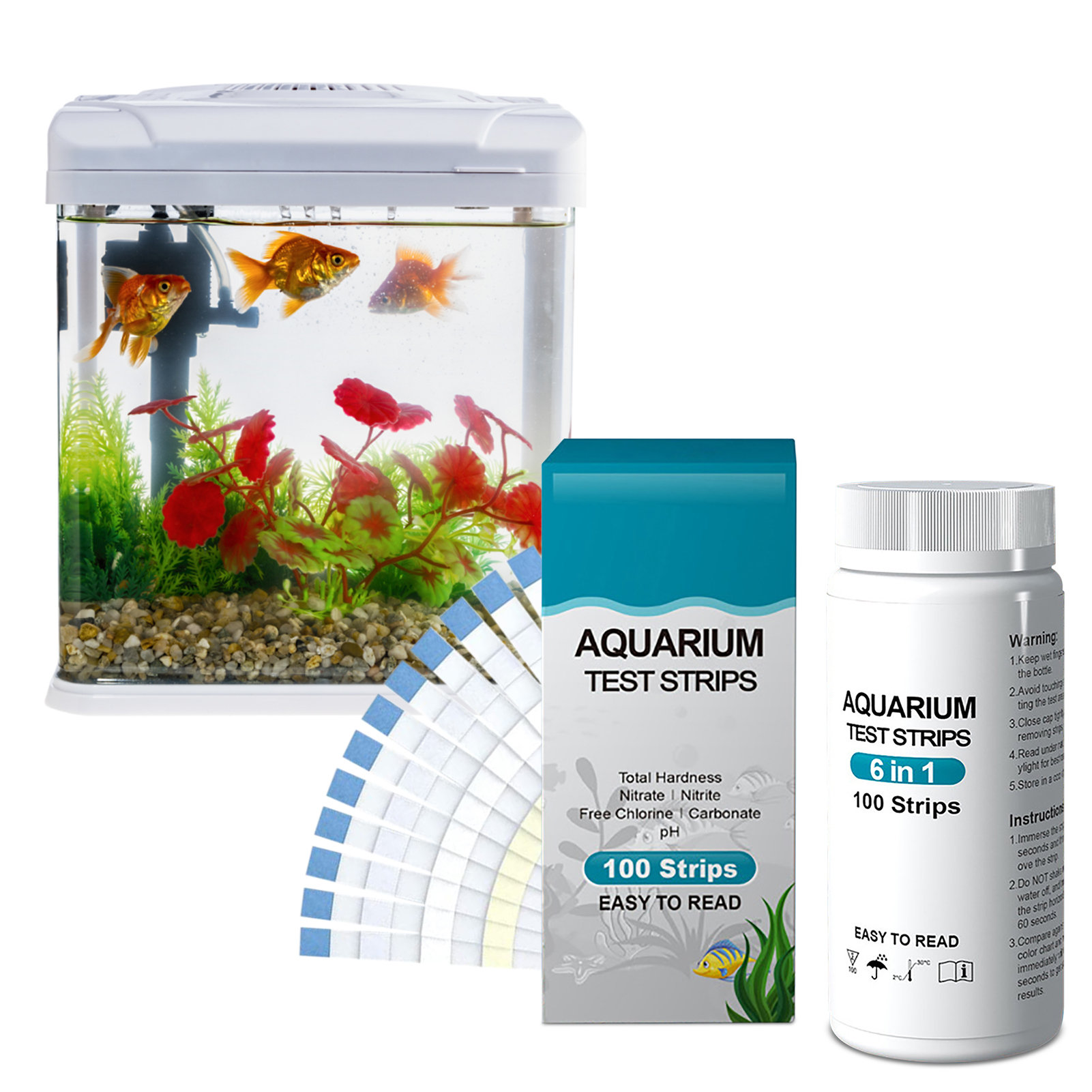 Aquarium Test Kit - 100 قطعة 6 في 1 شرائط