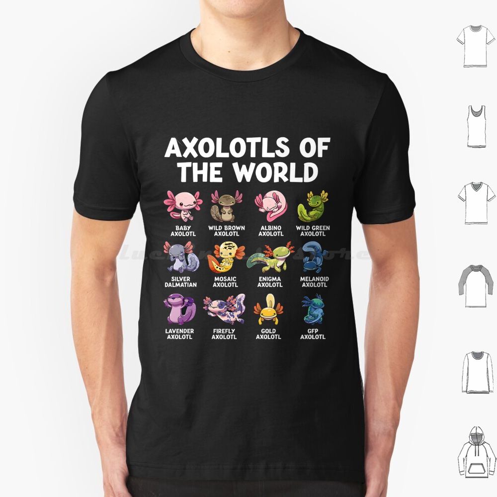 Aquarium Fish Of The World - العالم Axolotls تي شيرت 6xl القطن