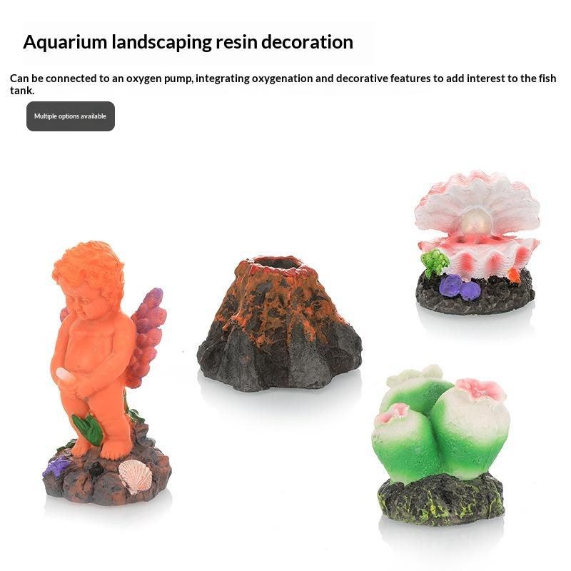 حجر فقاعات على شكل بركان لتزيي - مراجعة Aquarium Fish Tank Price وسعره
