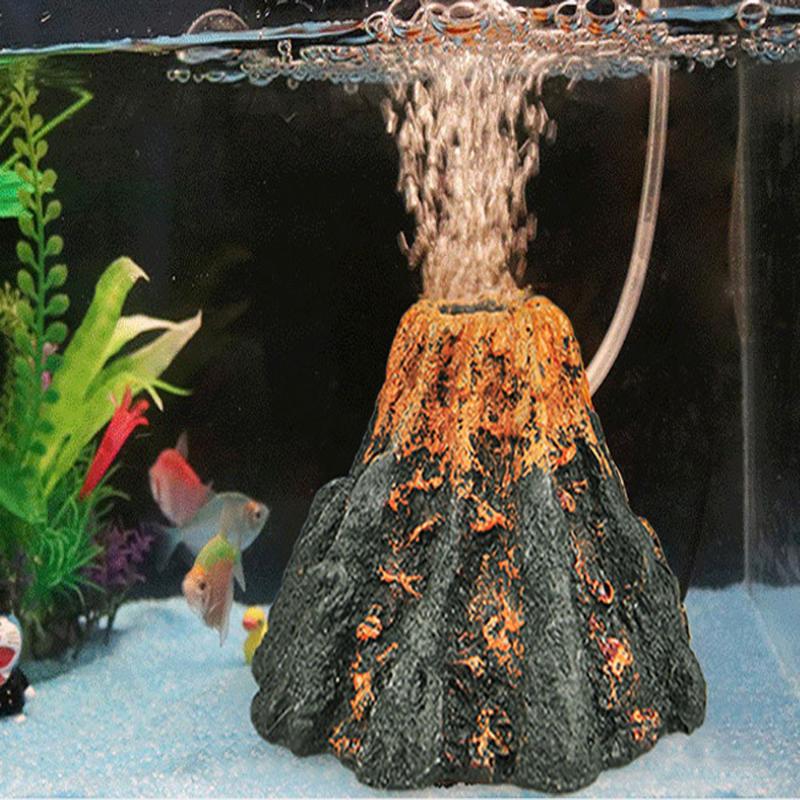 حجر فقاعات على شكل بركان لتزيي - مراجعة Aquarium Fish Tank Price وسعره