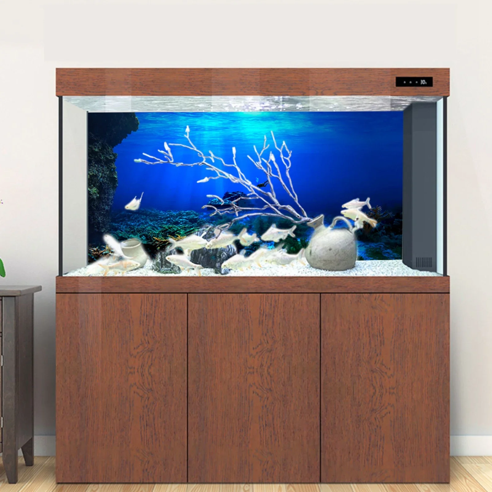 ملصق خلفية لحوض السمك ثلاثي ال - مراجعة Aquarium Fish Of The World وسعره