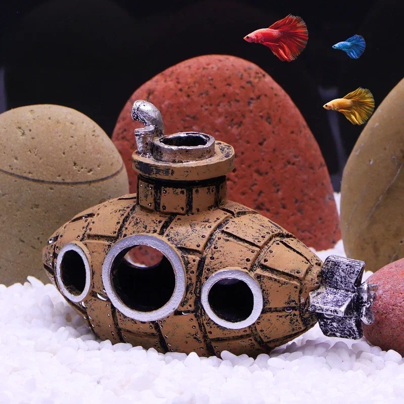 زينة على شكل غواصة من الراتنج  - مراجعة Aquarium Fish Tank Price وسعره