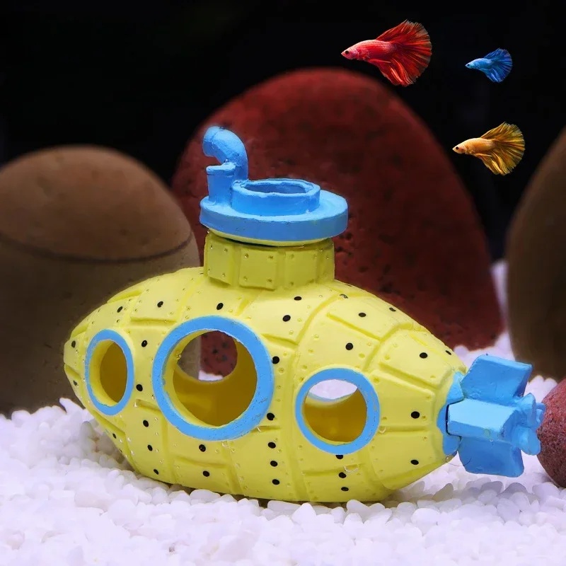 زينة على شكل غواصة من الراتنج  - مراجعة Aquarium Fish Tank Price وسعره