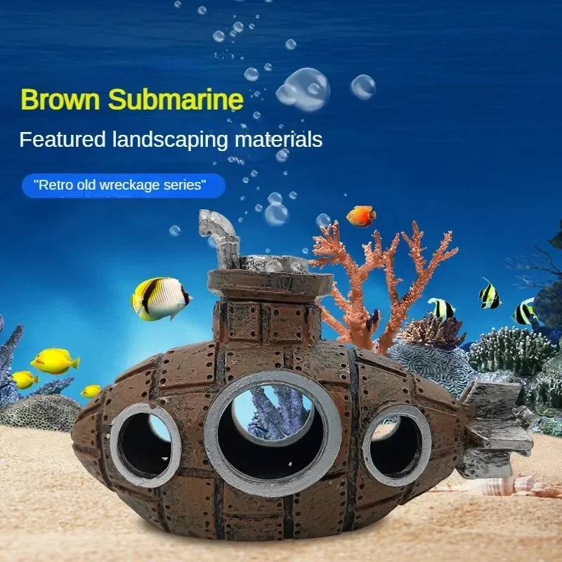 زينة على شكل غواصة من الراتنج  - مراجعة Aquarium Fish Tank Price وسعره