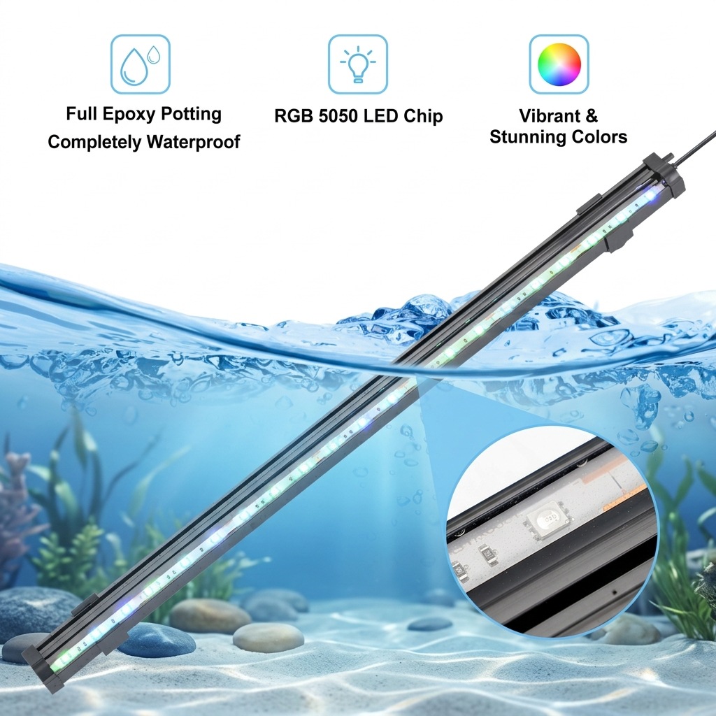 مصباح LED USB لحوض السمك مع فق - مراجعة Aquarium Fish Lamp وسعره