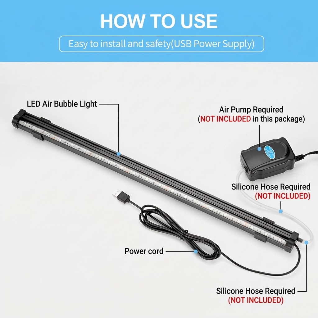 مصباح LED USB لحوض السمك مع فق - مراجعة Aquarium Fish Lamp وسعره